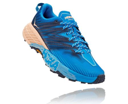 Hoka One One Speedgoat 4 - Tenis Corrida Trilha Mulher Azul Anil / Abricó | PT-m8nTQ56